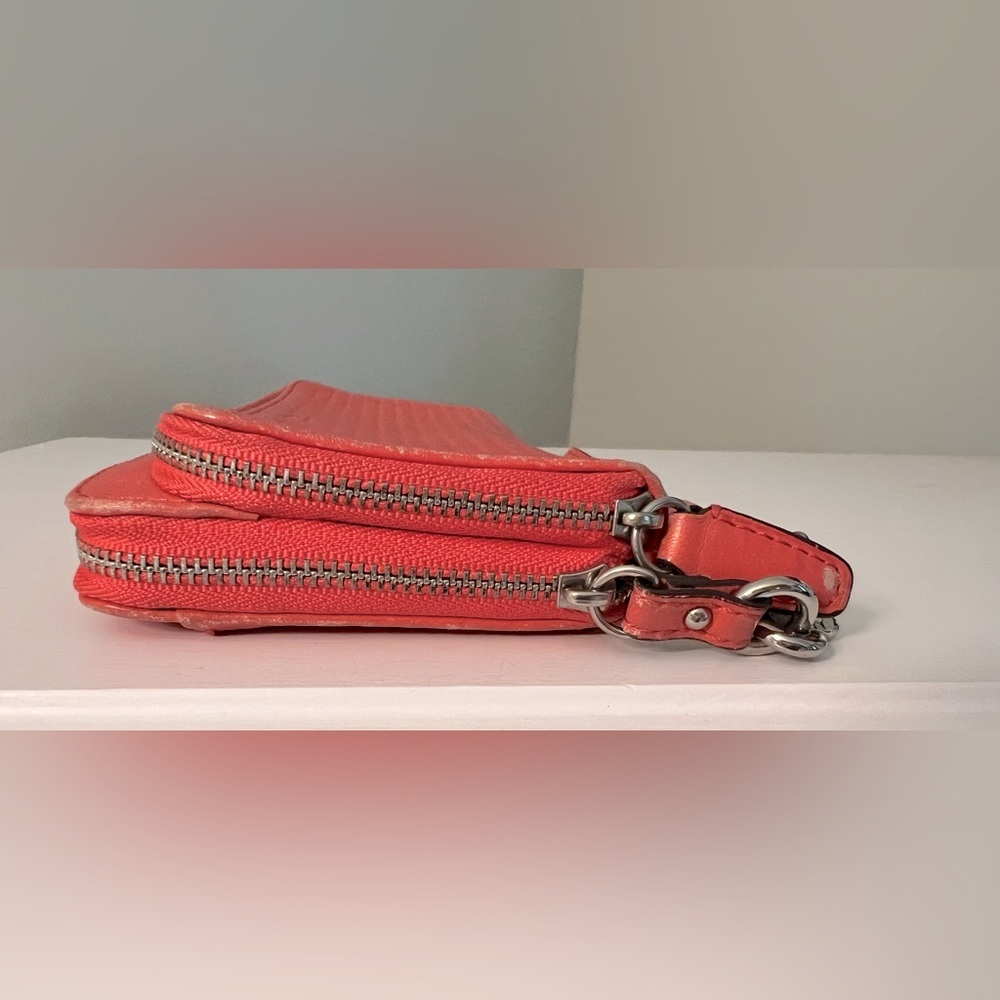Coach Perforated Coral Zip Wristlet Wallet - Picture 5 of 10